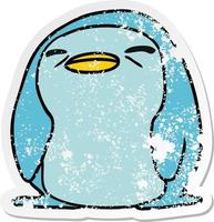 distressed sticker cartoon kawaii of a cute penguin vector