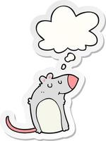 cartoon fat rat and thought bubble as a printed sticker vector