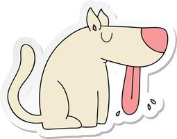 pegatina de un peculiar perro de dibujos animados dibujados a mano vector