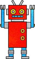 retro grunge texture cartoon dancing robot vector