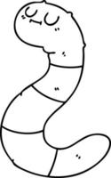 quirky line drawing cartoon worm vector