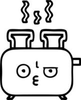 line drawing cartoon of a toaster vector