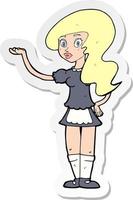 sticker of a cartoon waitress vector