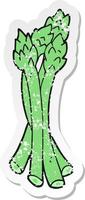 distressed sticker of a cartoon asparagus vector