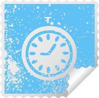 distressed square peeling sticker symbol time stopper vector