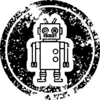 dancing robot distressed icon vector