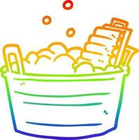 rainbow gradient line drawing old laundry washboard and bucket vector