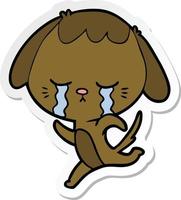 sticker of a cartoon dog crying vector