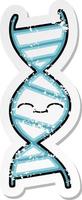 distressed sticker of a cute cartoon DNA strand vector