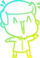 cold gradient line drawing cartoon happy man vector