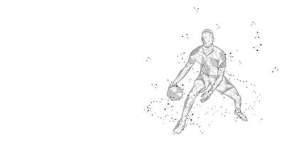 Abstract basketball from particles, lines and triangle elements all on separate layers. can change the color to something else low poly neon wire geometry vector