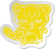distressed old sticker of a kawaii cute racoon vector