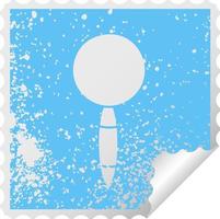 distressed square peeling sticker symbol magnifying glass vector