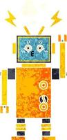 retro illustration style cartoon malfunctioning robot vector