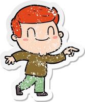 distressed sticker of a cartoon friendly man vector