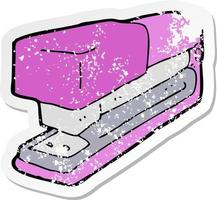 retro distressed sticker of a cartoon office stapler vector