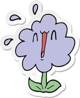 sticker of a cartoon flower vector