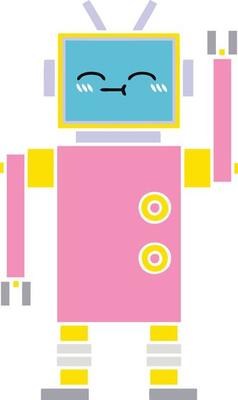 flat color retro cartoon robot