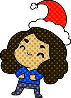 christmas cartoon of kawaii girl vector