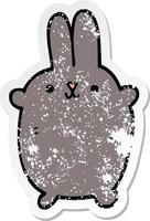 distressed sticker of a cartoon rabbit vector