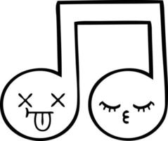 line drawing cartoon musical note vector