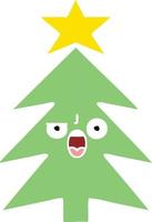 flat color retro cartoon christmas tree vector