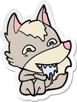 sticker of a cartoon hungry wolf vector