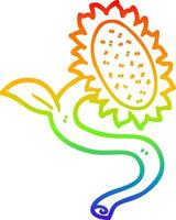 rainbow gradient line drawing cartoon sunflower vector