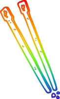 palillos de madera de dibujos animados de dibujo de línea de degradado de arco iris vector