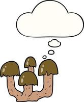 cartoon mushrooms and thought bubble vector