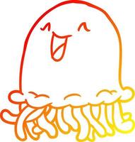 warm gradient line drawing happy jellyfish vector