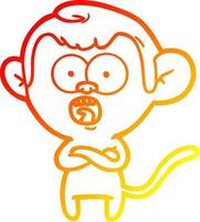 warm gradient line drawing cartoon shocked monkey vector