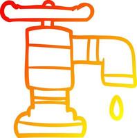 warm gradient line drawing cartoon dripping faucet vector