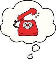 cartoon old telephone and thought bubble vector