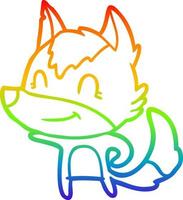 rainbow gradient line drawing friendly cartoon wolf vector