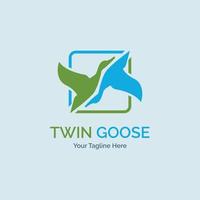 Twin Goose swan logo template design for brand or company and other vector