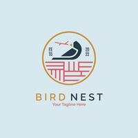 bird nest outline logo template design for brand or company and other vector