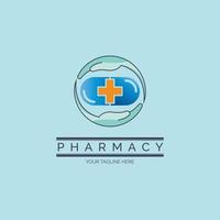diseño de plantilla de logotipo de cruz de hospital de farmacia de medicina de cápsula para marca o empresa y otros vector