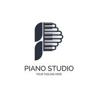 Piano tuts music studio letter P logo design template for brand or company and other vector