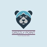 Grizzly point map mountain logo template design for brand or company and other vector