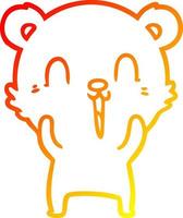 warm gradient line drawing happy cartoon bear vector