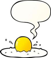 cartoon fried egg and speech bubble in smooth gradient style vector