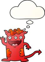 cartoon halloween monster and thought bubble in smooth gradient style vector