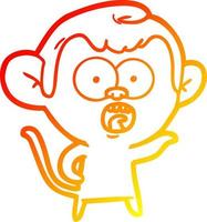 warm gradient line drawing cartoon shocked monkey vector