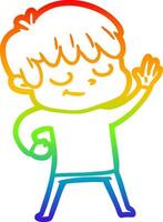 rainbow gradient line drawing cartoon happy boy vector