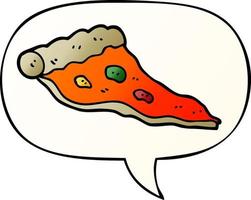 cartoon pizza and speech bubble in smooth gradient style vector