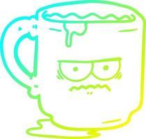 cold gradient line drawing cartoon dirty office mug vector