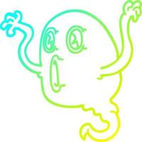 línea de gradiente frío dibujo fantasma de dibujos animados espeluznante vector