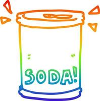 rainbow gradient line drawing cartoon soda can vector