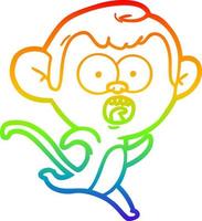 rainbow gradient line drawing cartoon shocked monkey vector